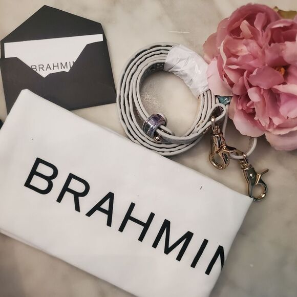 BRAHMIN LARGE Chromatic Melouboure Duxberry Satchel Silver Metallic Leather Deta - Picture 11 of 13